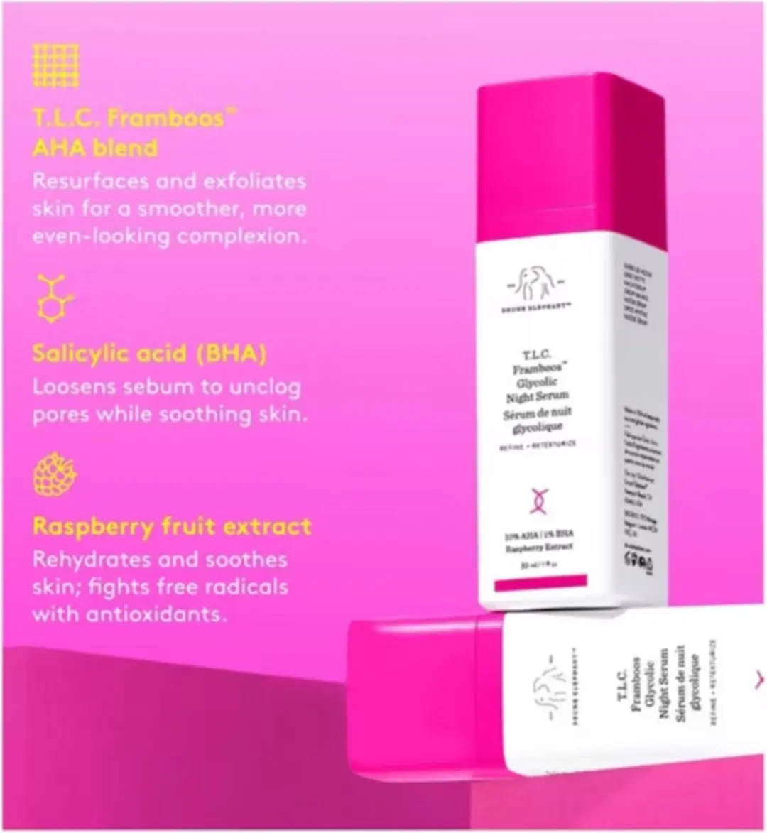 Drunk Elephant T.L.C. Framboos Glycolic Night Serum 30ml