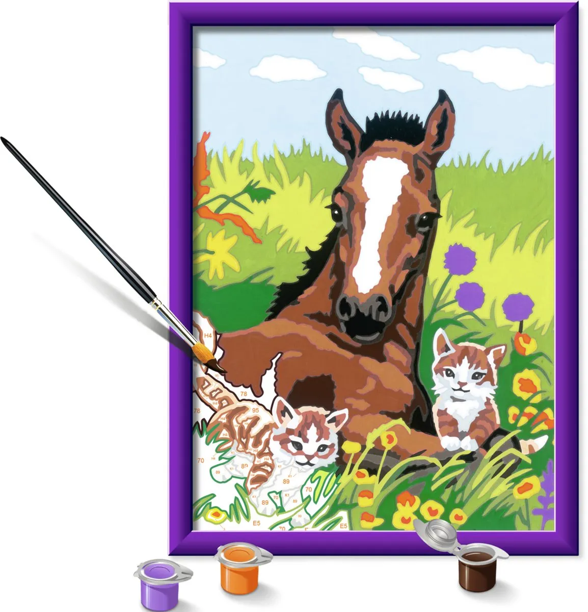 Ravensburger Schilderen op nummer Paard en kittens - Multicolor