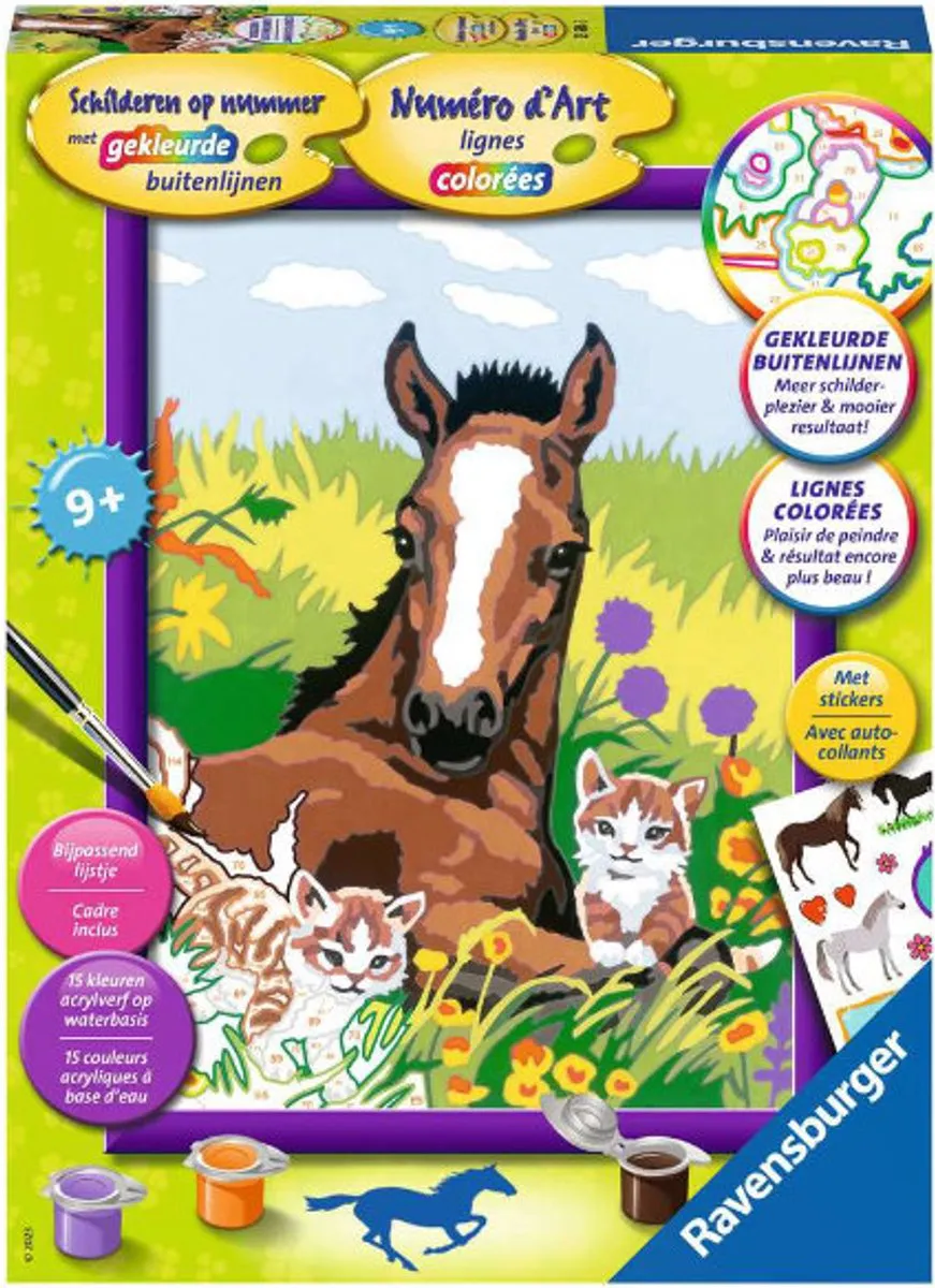 Ravensburger Schilderen op nummer Paard en kittens - Multicolor