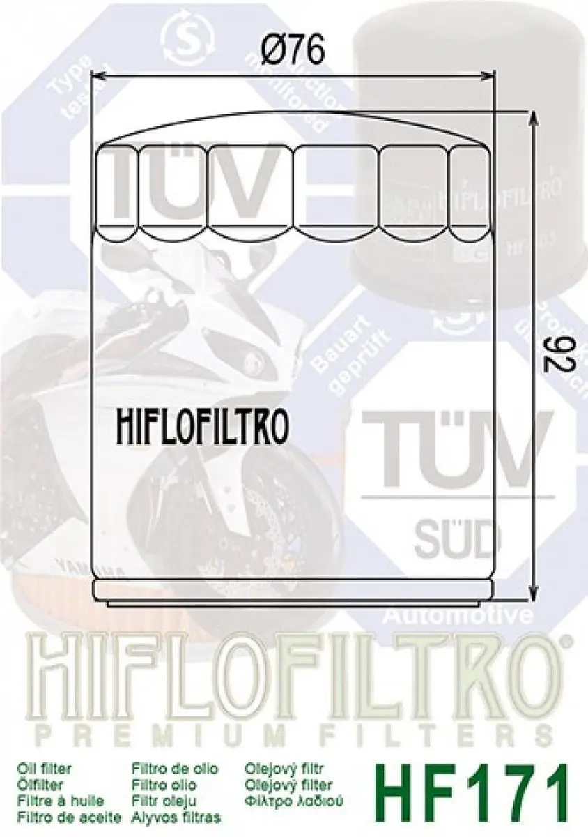 HifloFiltro Oliefilter Buell 1200 M2 Cyclone 1997-2002 HF171C - afbeelding 2 van 4