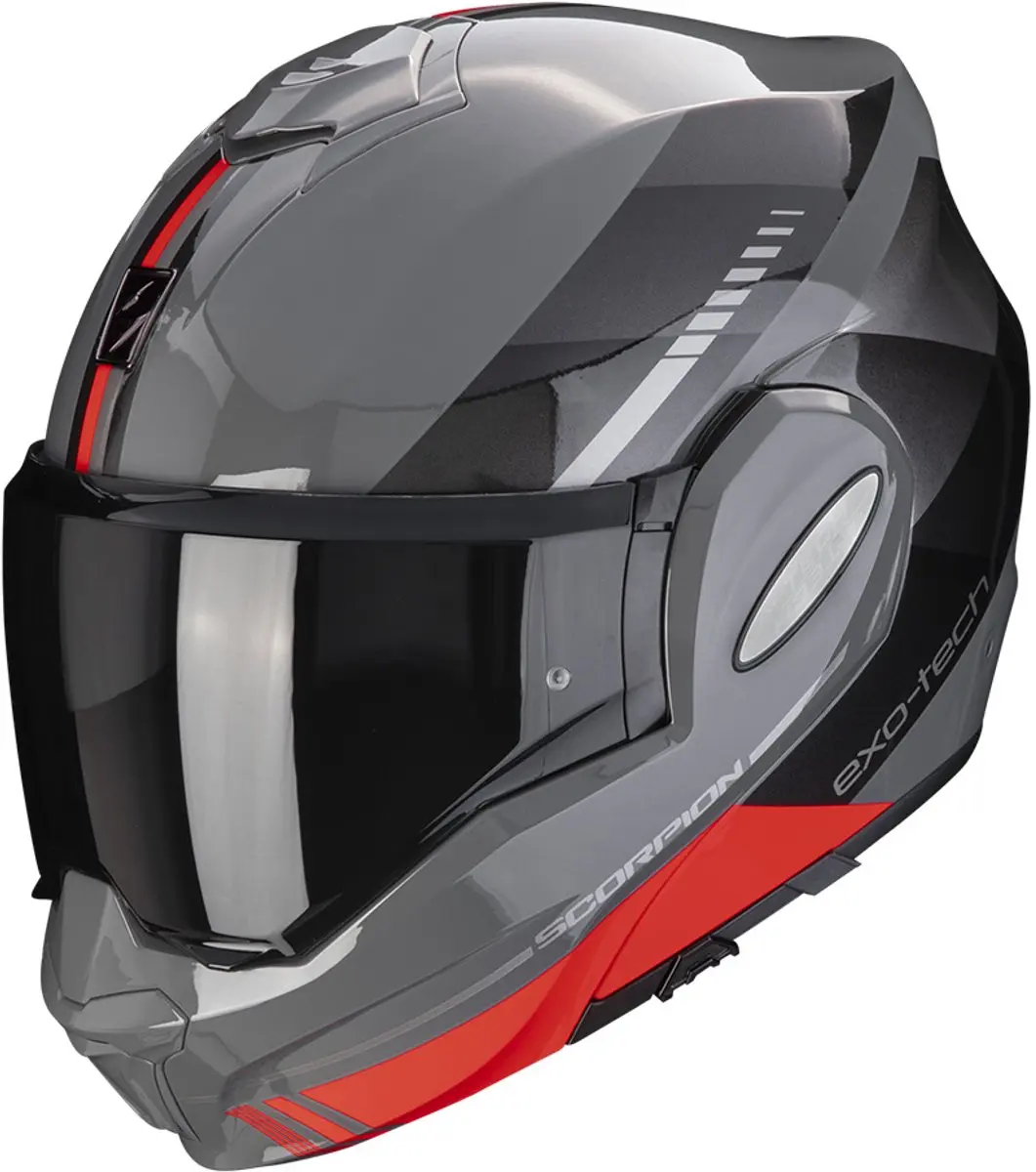 Scorpion Exo-Tech Evo Genre Grijs Zwart Rood Modular Helmet