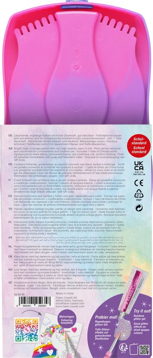 Faber-Castell Connector Unicorn Waterverfdoos 12 Kleuren