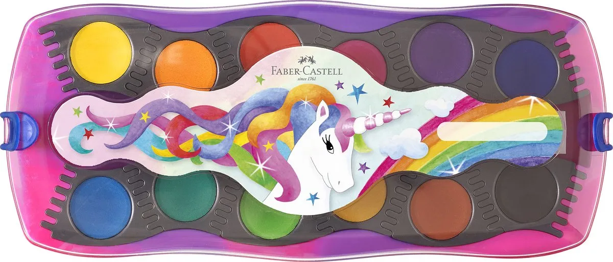 Faber-Castell Connector Unicorn Waterverfdoos 12 Kleuren