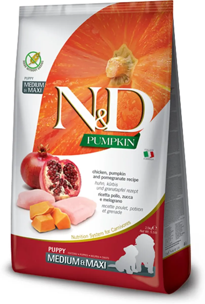 N&D Pumpkin Puppyvoeding Kip Medium/Maxi 12kg
