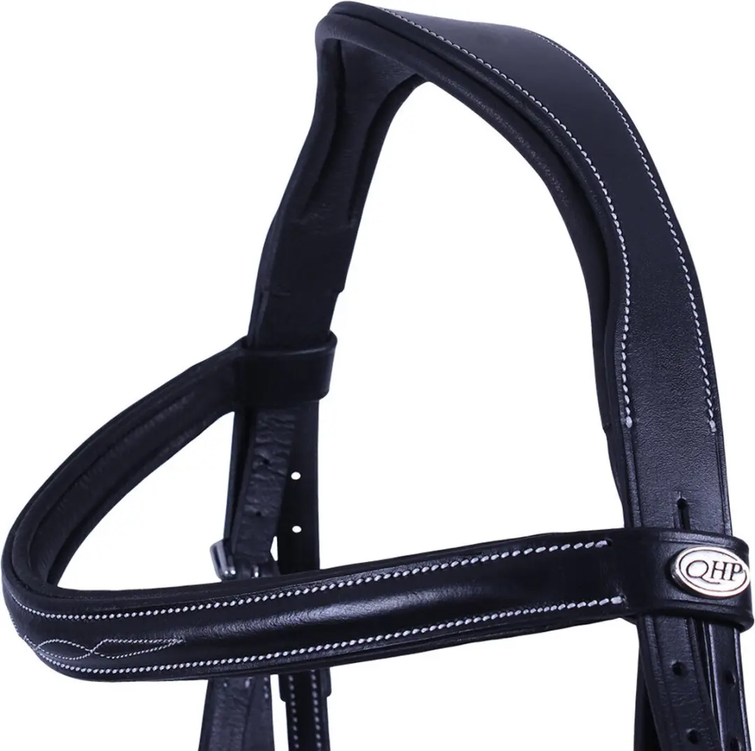 QHP Hoofdstel Luxe Stiksel Full - Zwart