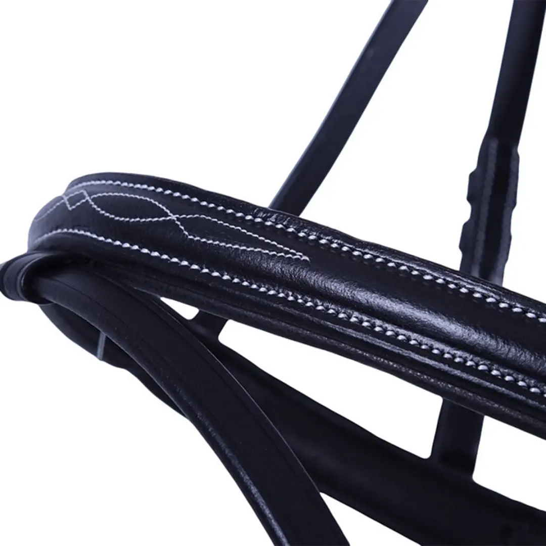 QHP Hoofdstel Luxe Stiksel Full - Zwart