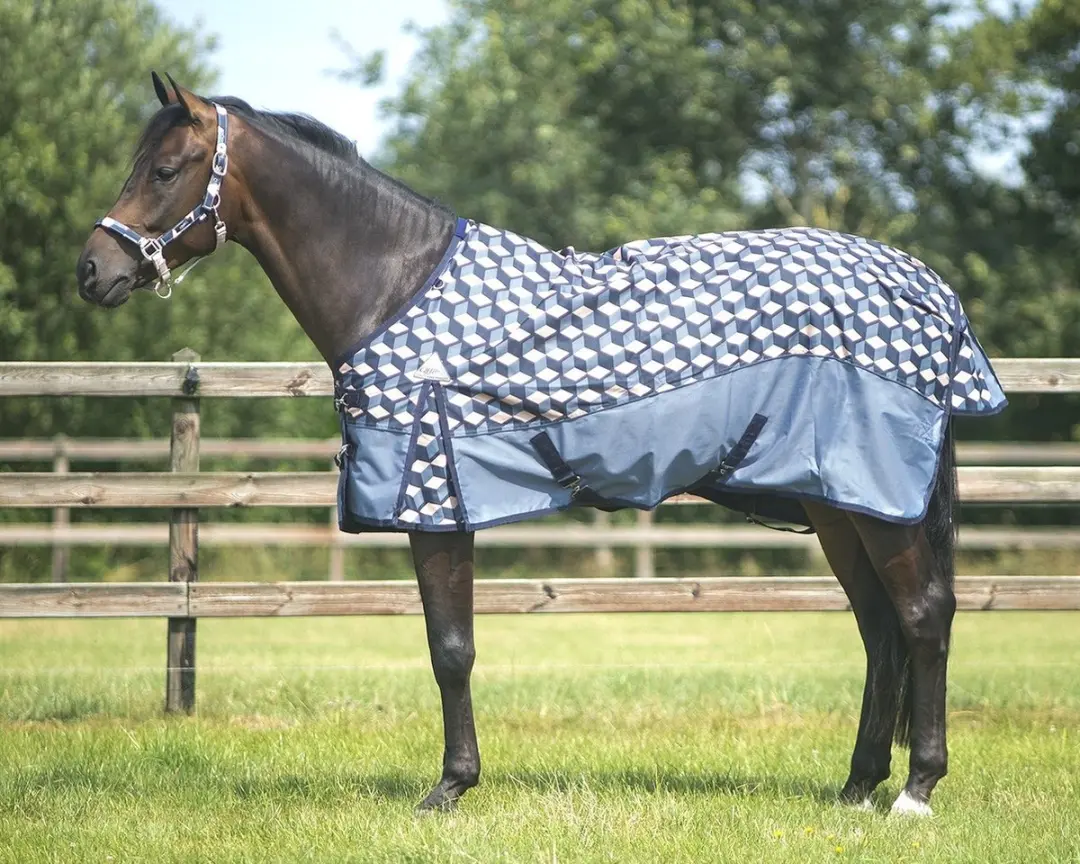 QHP Deken turnout collection fleece voering Hexagon 70/100 cm