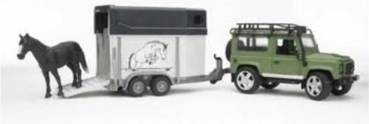 Bruder 2592 Land Rover met Paardentrailer - Groen