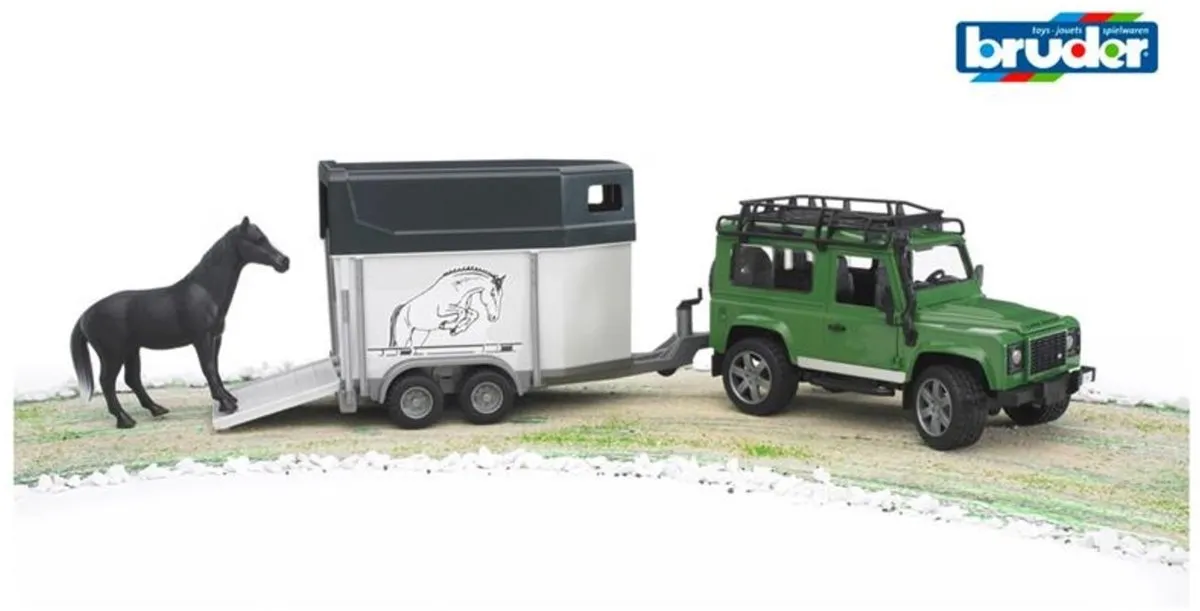 Bruder 2592 Land Rover met Paardentrailer - Groen
