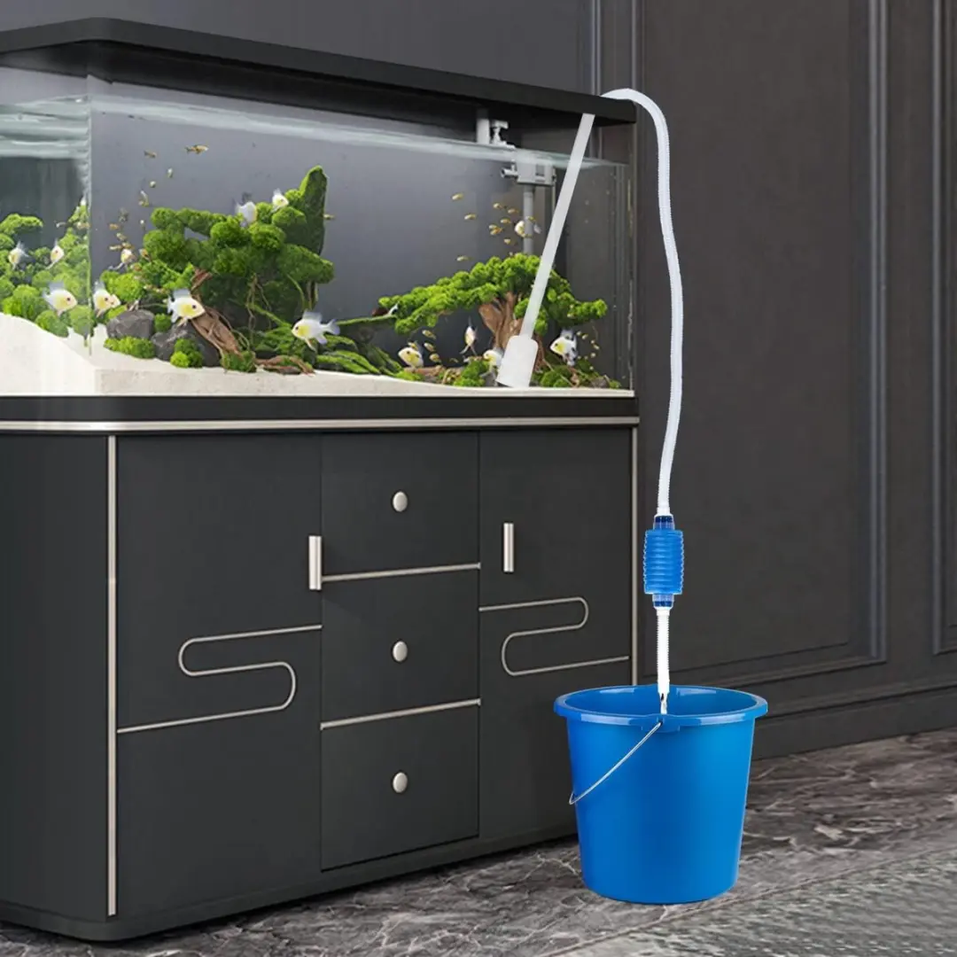 Nobleza Aquarium Bodemreiniger 185cm - Blauw/Transparant