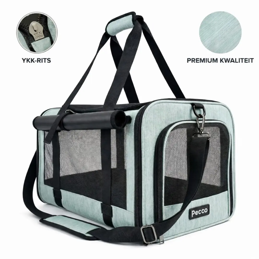 Pecco Draagtas Hond/Kat - Opvouwbaar - Tot 9 kg - 48x30x30cm - Groen