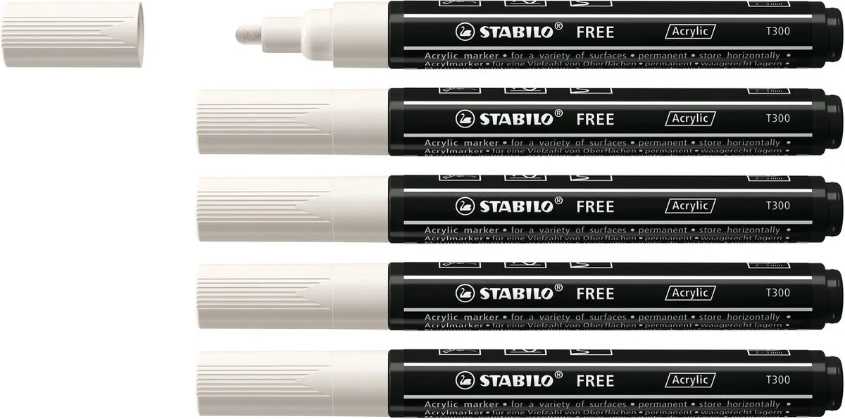 STABILO Free Acryl Marker T300 - Ronde Punt 2-3mm - Wit