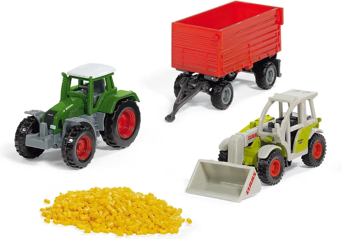 SIKU 6304 Landbouw Cadeauset - 3 Modellen + Granulaat - Meerkleurig