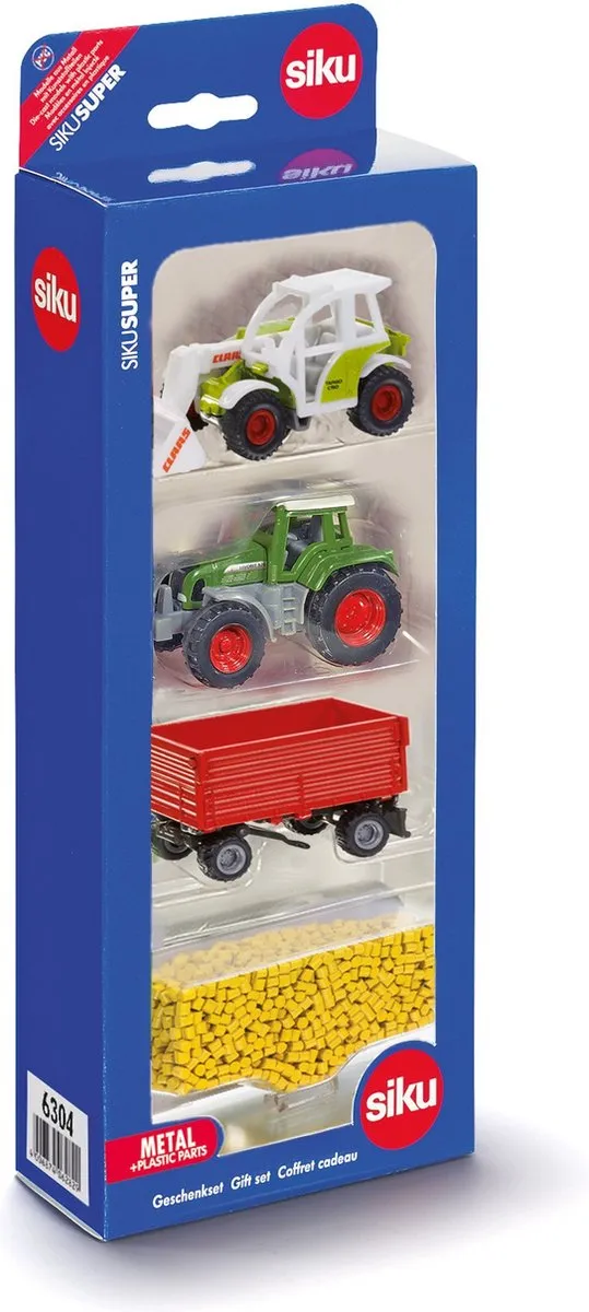 SIKU 6304 Landbouw Cadeauset - 3 Modellen + Granulaat - Meerkleurig