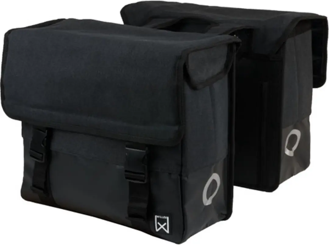 Willex Dubbele Canvas Plus Fietstas 40L - Zwart/Matzwart