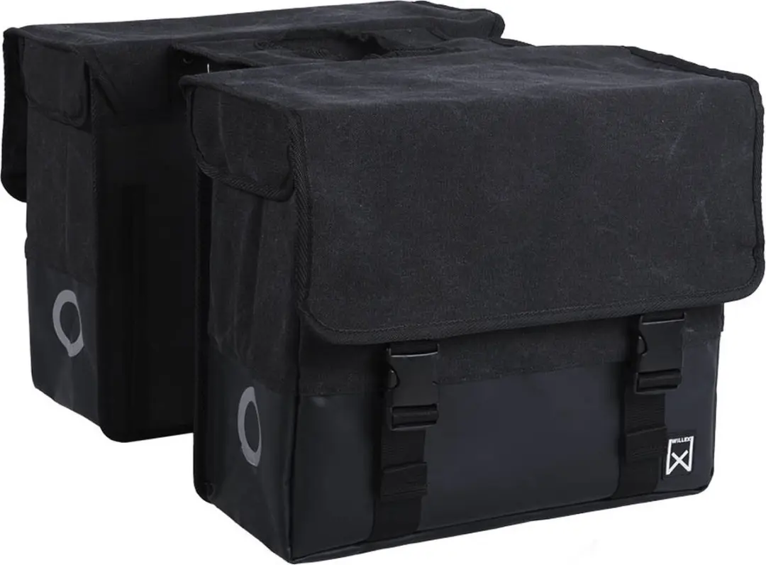 Willex Dubbele Canvas Plus Fietstas 40L - Zwart/Matzwart