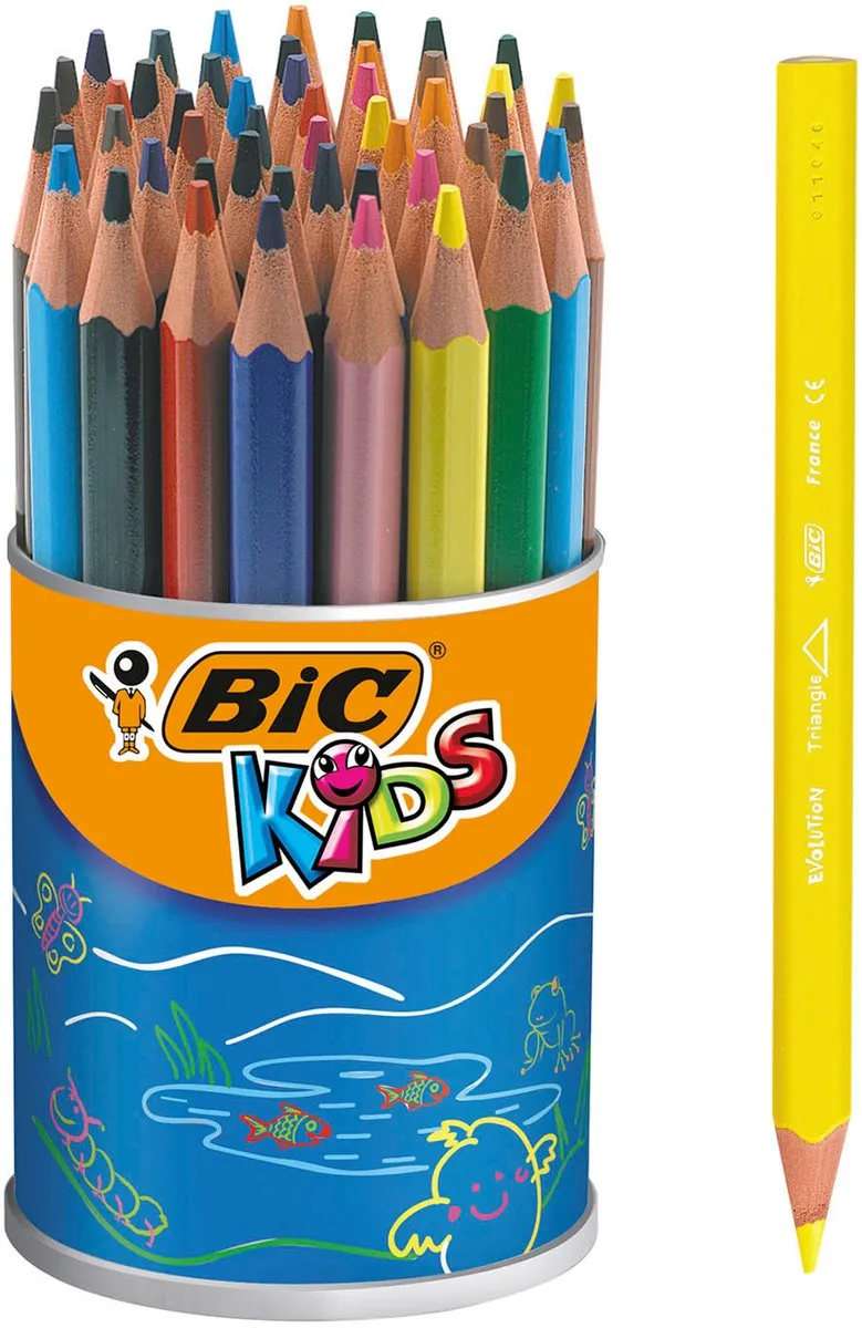 BIC Kids Ecolution Evolution - Kleurpotloden - Kinderen en volwassenen - Verschillende Kleuren - Potlood - 48 Stuks