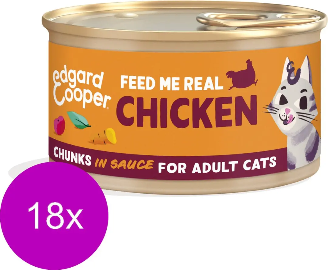 Edgard & Cooper Natvoer Kat Gesteriliseerd 85g - 18 Stuks Kip