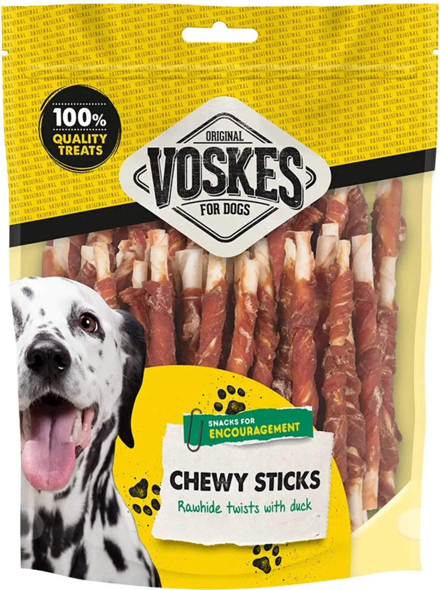 Voskes Hondensnack Rawhide Sticks Eend 400g