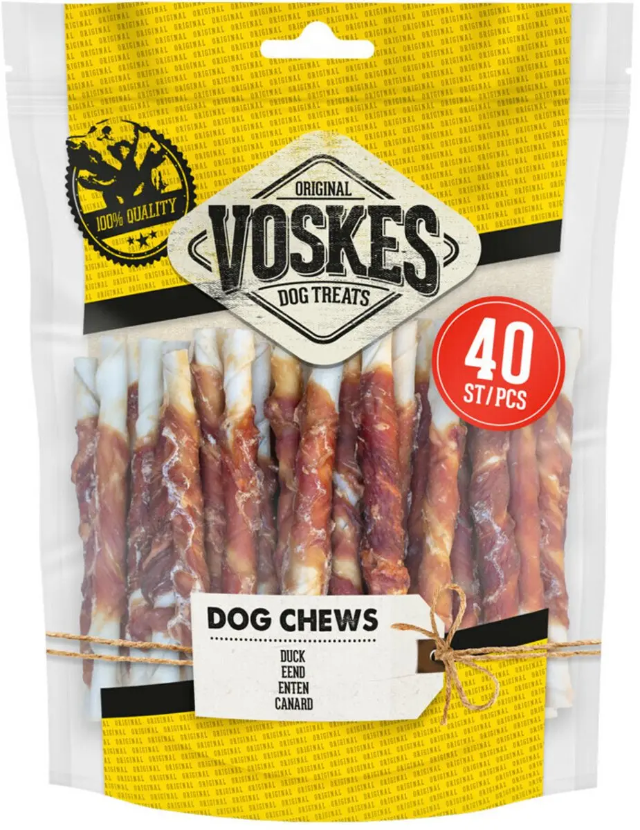 Voskes Hondensnack Rawhide Sticks Eend 400g