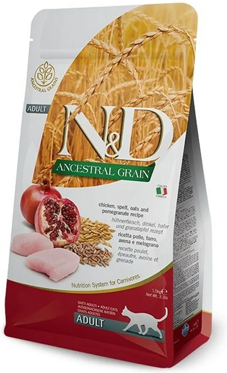 N&D Ancestral Grain Kattenvoer Kip & Granaatappel 1,5kg - afbeelding 2 van 2