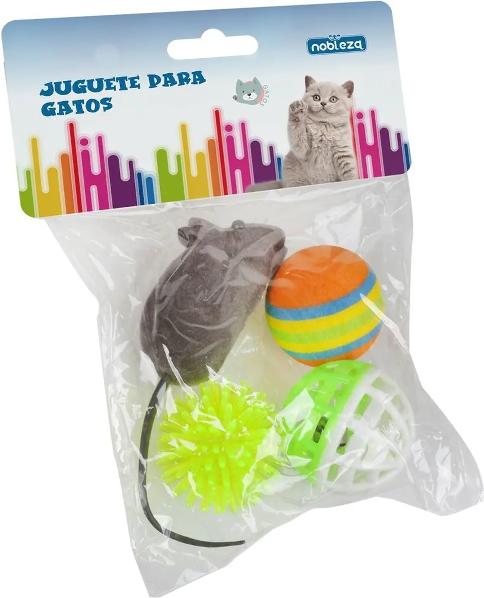 Nobleza Kattenspeelgoed Set - 4 Stuks - Kattenballetjes & Speelmuis