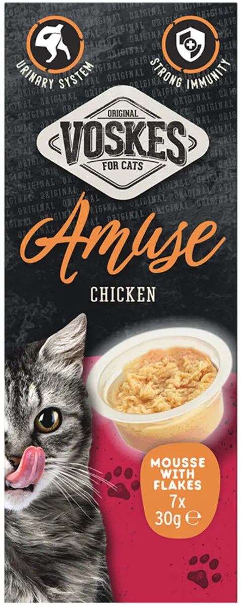 Voskes Kattensnack Mousse Kip - 4x7x30g Voordeelverpakking