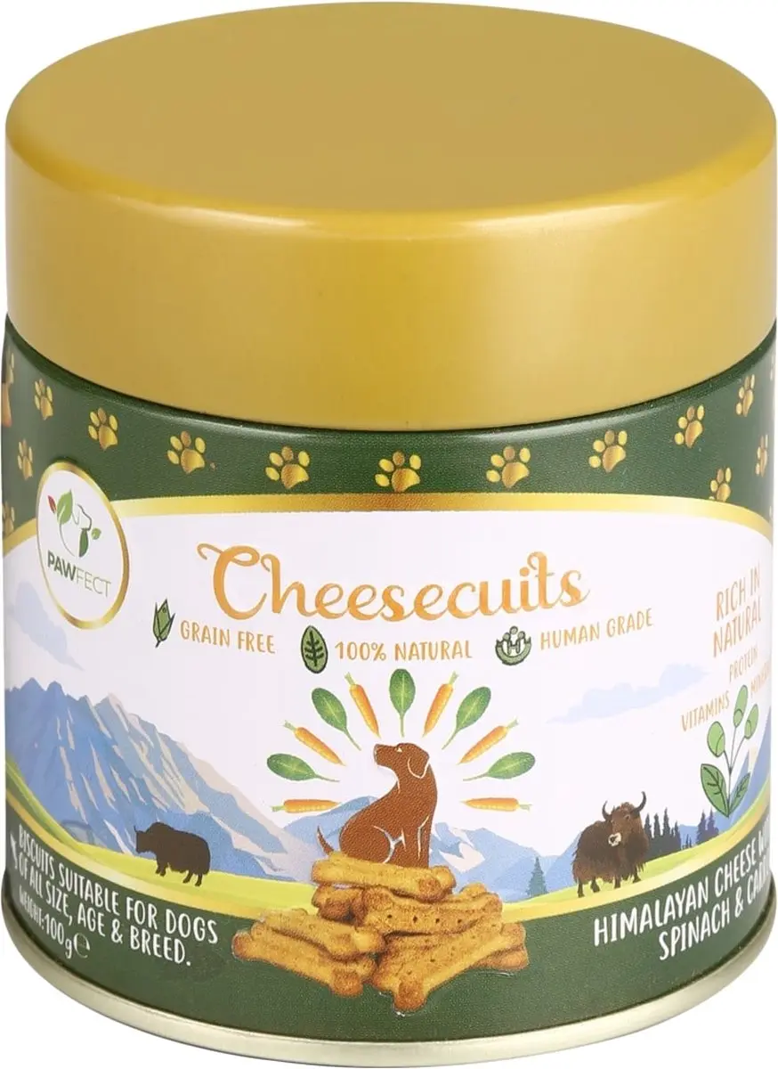 Pawfect Kaas Biscuits met Spinazie en wortel 100 gr.