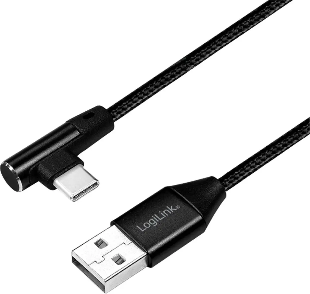 Logilink Usb 2.0 Usb C-Kabel Voor Laptops En Telefoons, Gehoekt, 3M Kabel