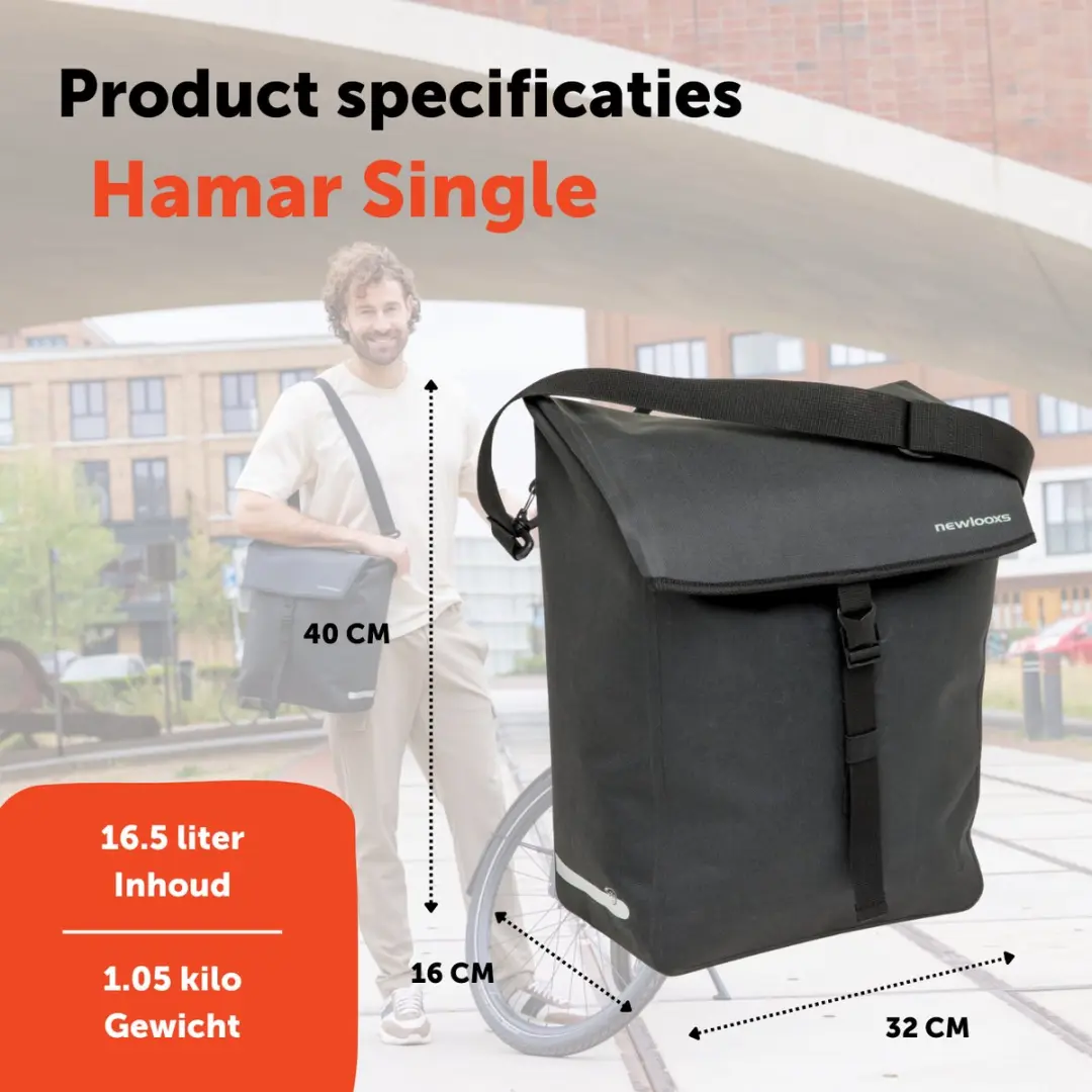 New Looxs Hamar Enkele Fietstas 19L - Antraciet