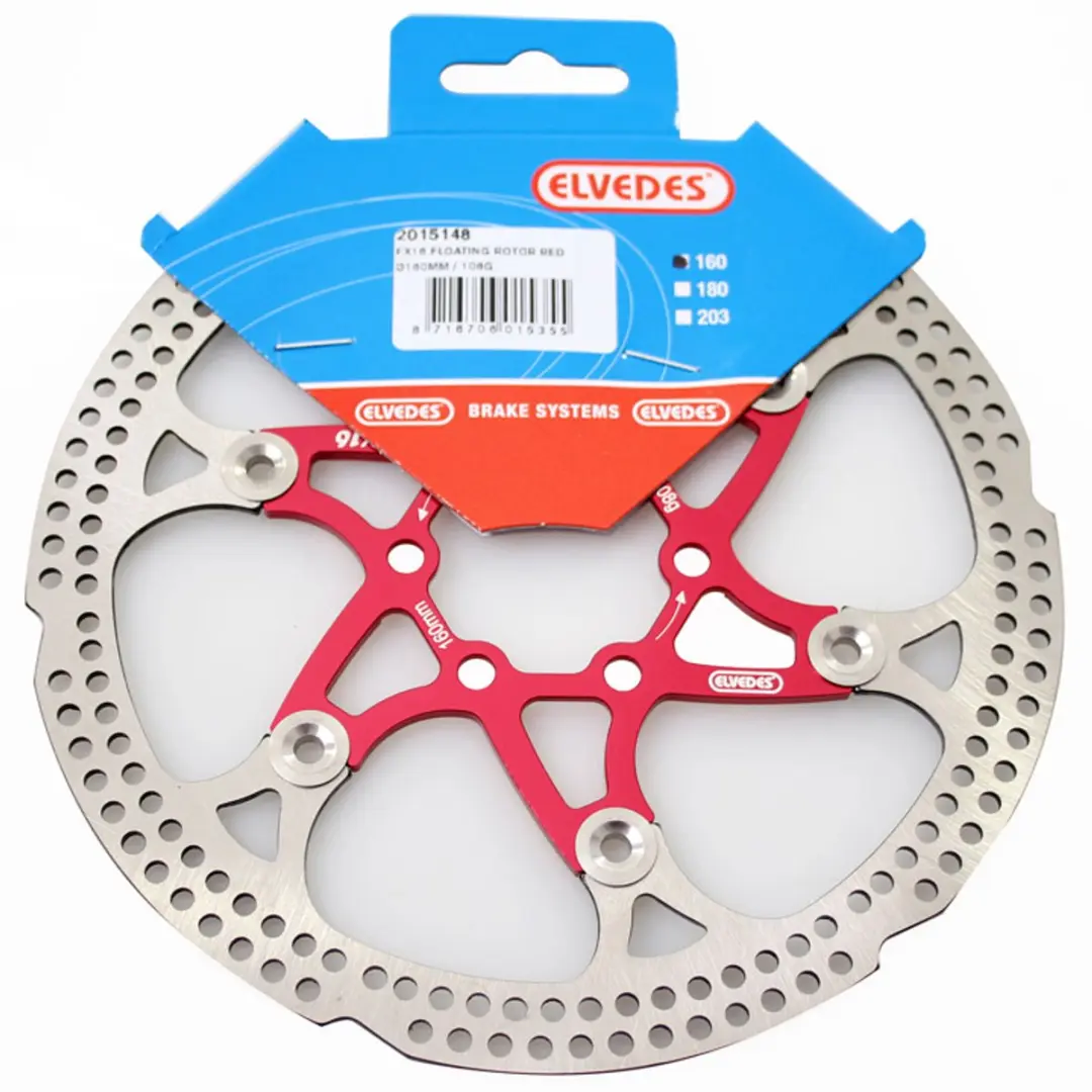 Elvedes Remschijf 160mm 6-Gaats - Zilver/Rood Staal - afbeelding 5 van 5