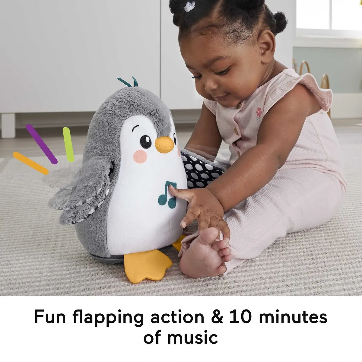 Fisher-Price Flap & Wobble Penguin - 20 cm hoog - Interactieve knuffel