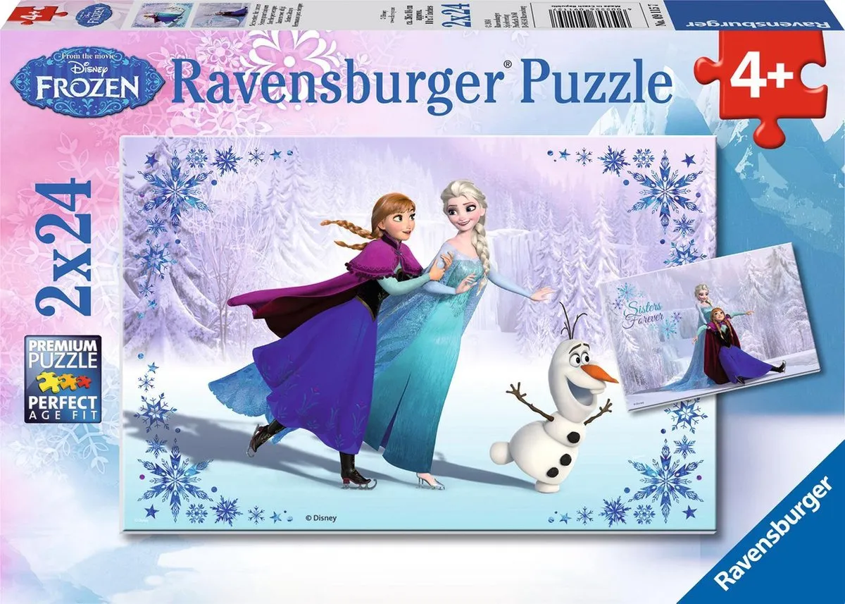 Ravensburger Disney Frozen Zussen voor altijd Puzzel - 48 Stuks (2x24) - Multicolor