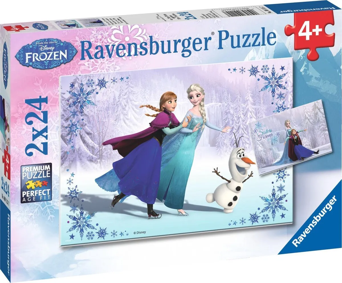 Ravensburger Disney Frozen Zussen voor altijd Puzzel - 48 Stuks (2x24) - Multicolor