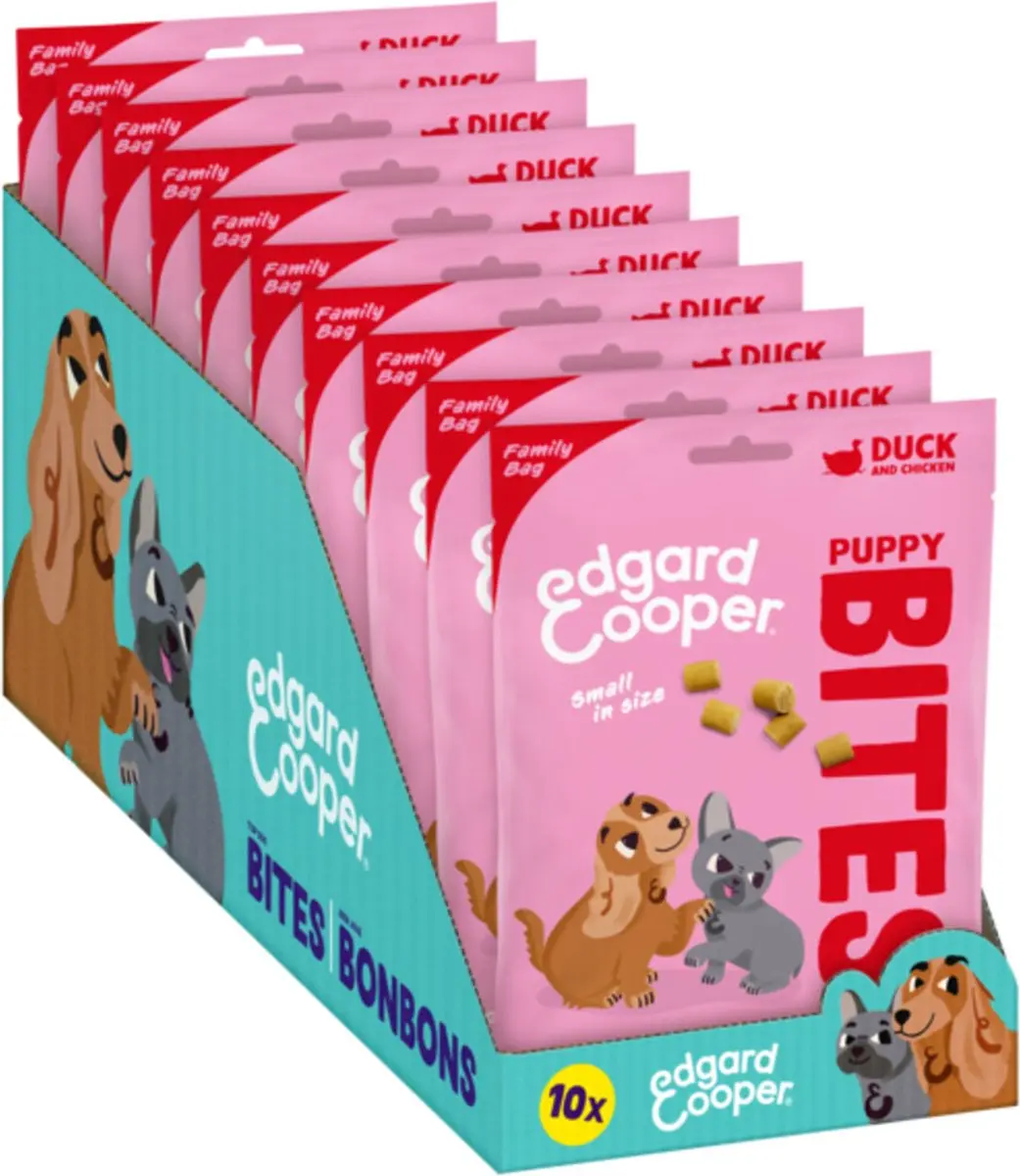 Edgard & Cooper Puppy Bite S Eend & Kip 120g - 10 Stuks