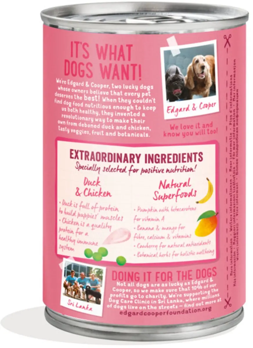 Edgard & Cooper Puppy Natvoer Eend-Kip 400g - 6 Stuks