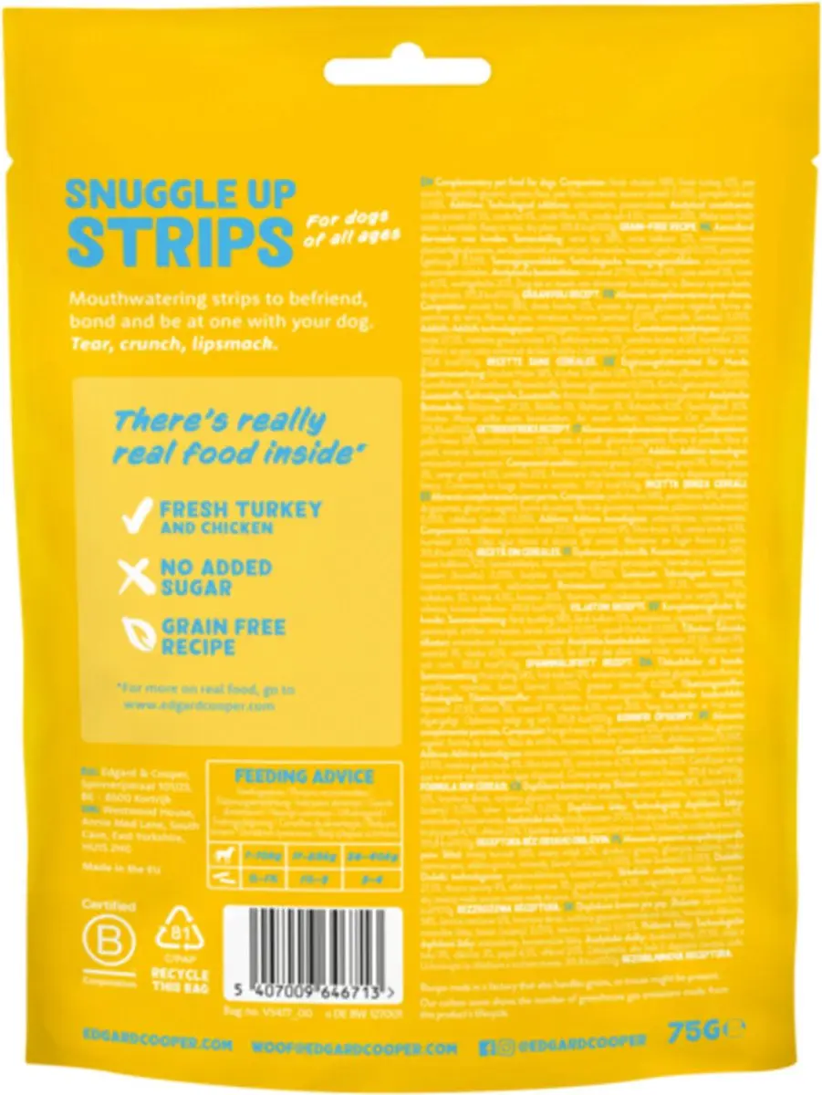 Edgard & Cooper Adult Strips Kalkoen-Kip 75g - 10 Stuks
