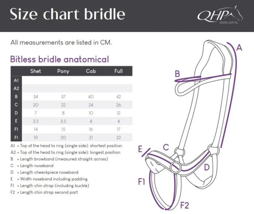 QHP Bitloos Hoofdstel Anatomical Cob - Zwart