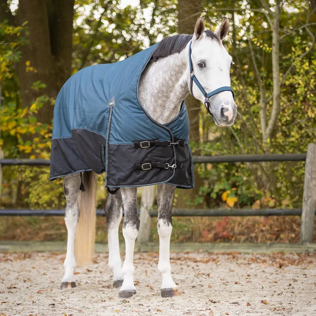 QHP Turnout Collection Halve Hals Deken 150gr - Blauw 155 - afbeelding 3 van 6