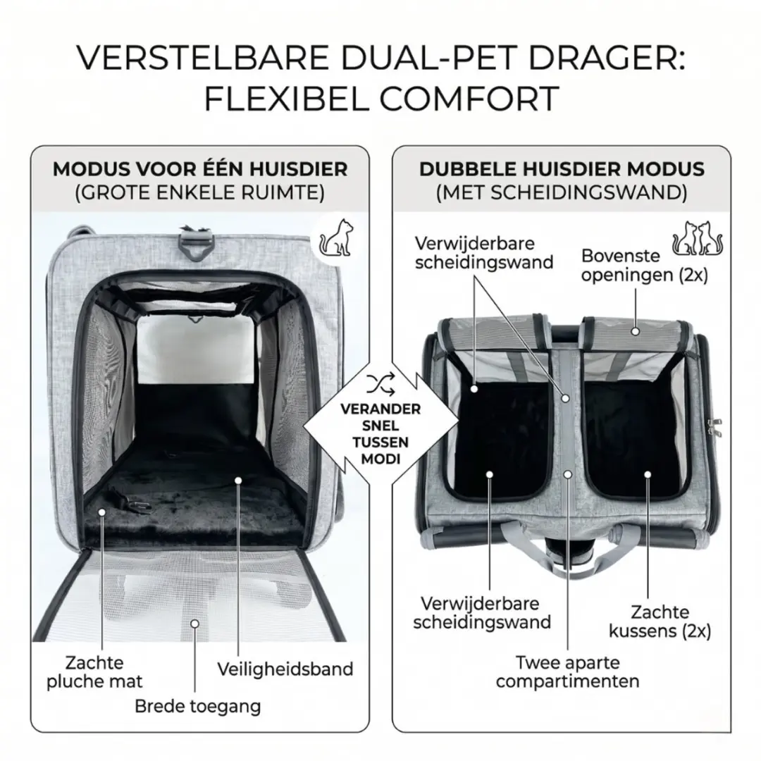 Pecco Reisbench met Trolley - 60x40x42cm - Grijs