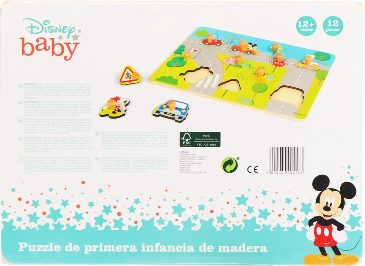 Disney Mickey Mouse Junior Vormenpuzzel 12-delig - 30x22cm