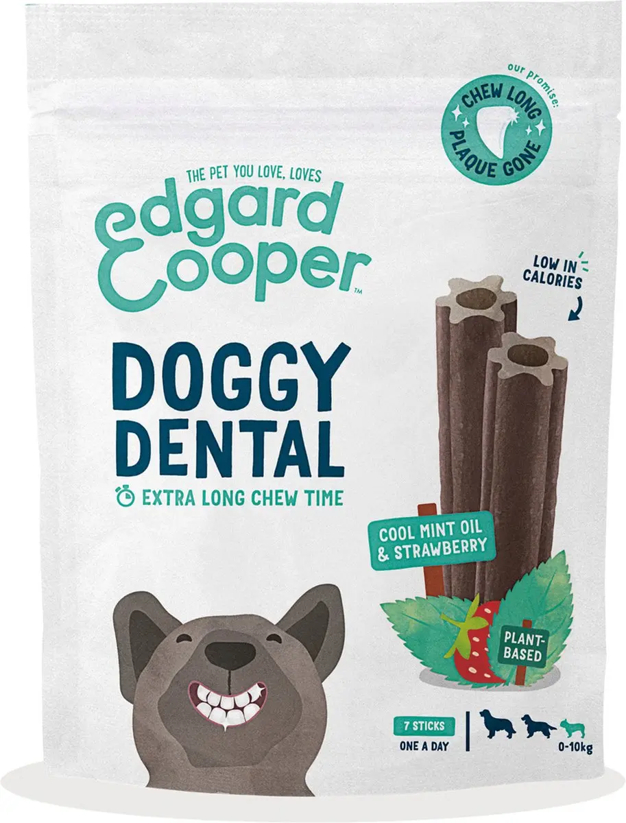 Edgard & Cooper Doggy Dental Aardbei&Munt Hondensnacks S