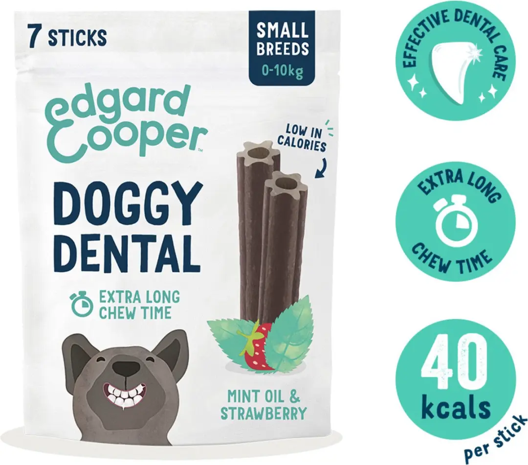 Edgard & Cooper Doggy Dental Aardbei&Munt Hondensnacks S