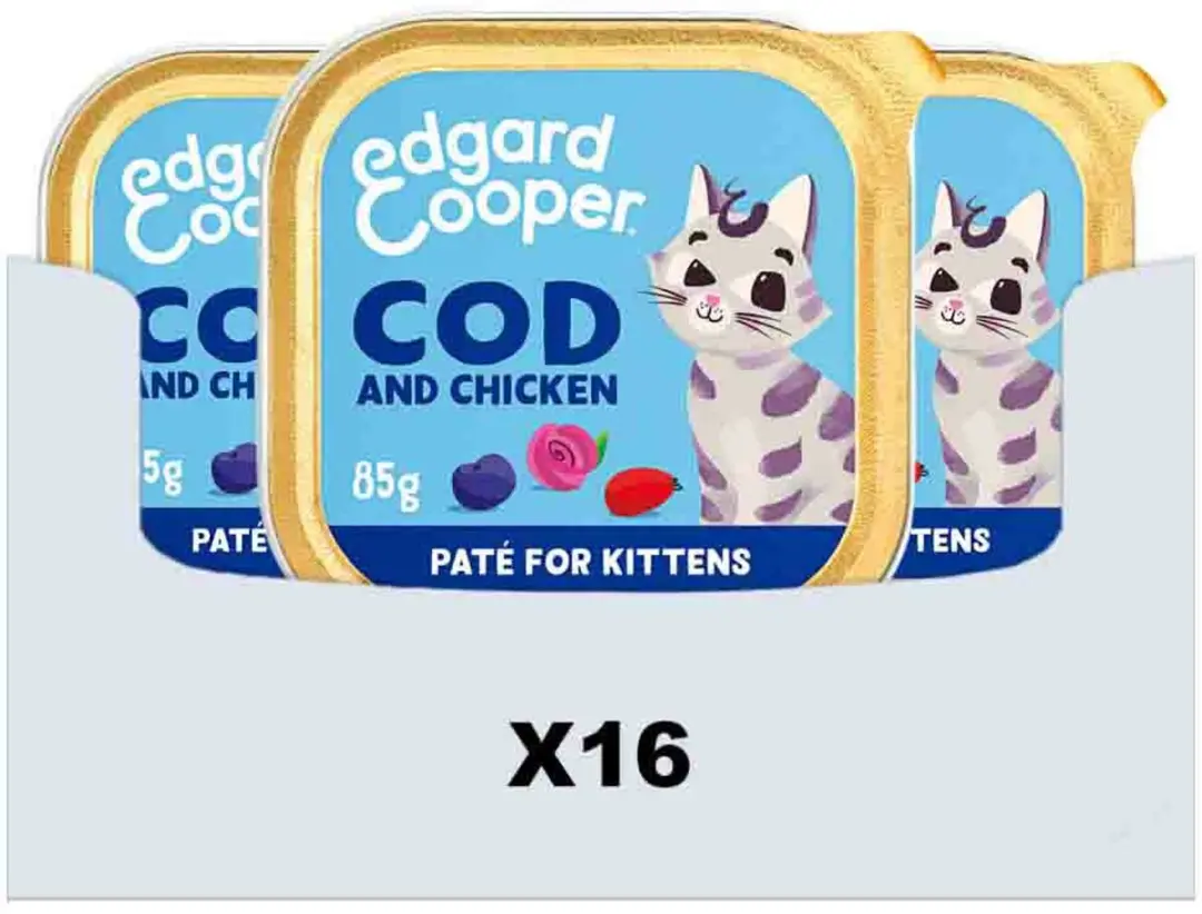 Edgard & Cooper Junior Natvoer Gesteriliseerd/Actief 16x85g Kabeljauw & Kip