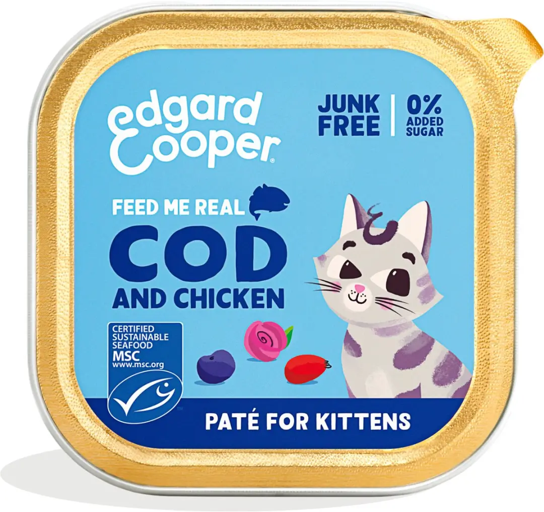 Edgard & Cooper Junior Natvoer Gesteriliseerd/Actief 16x85g Kabeljauw & Kip