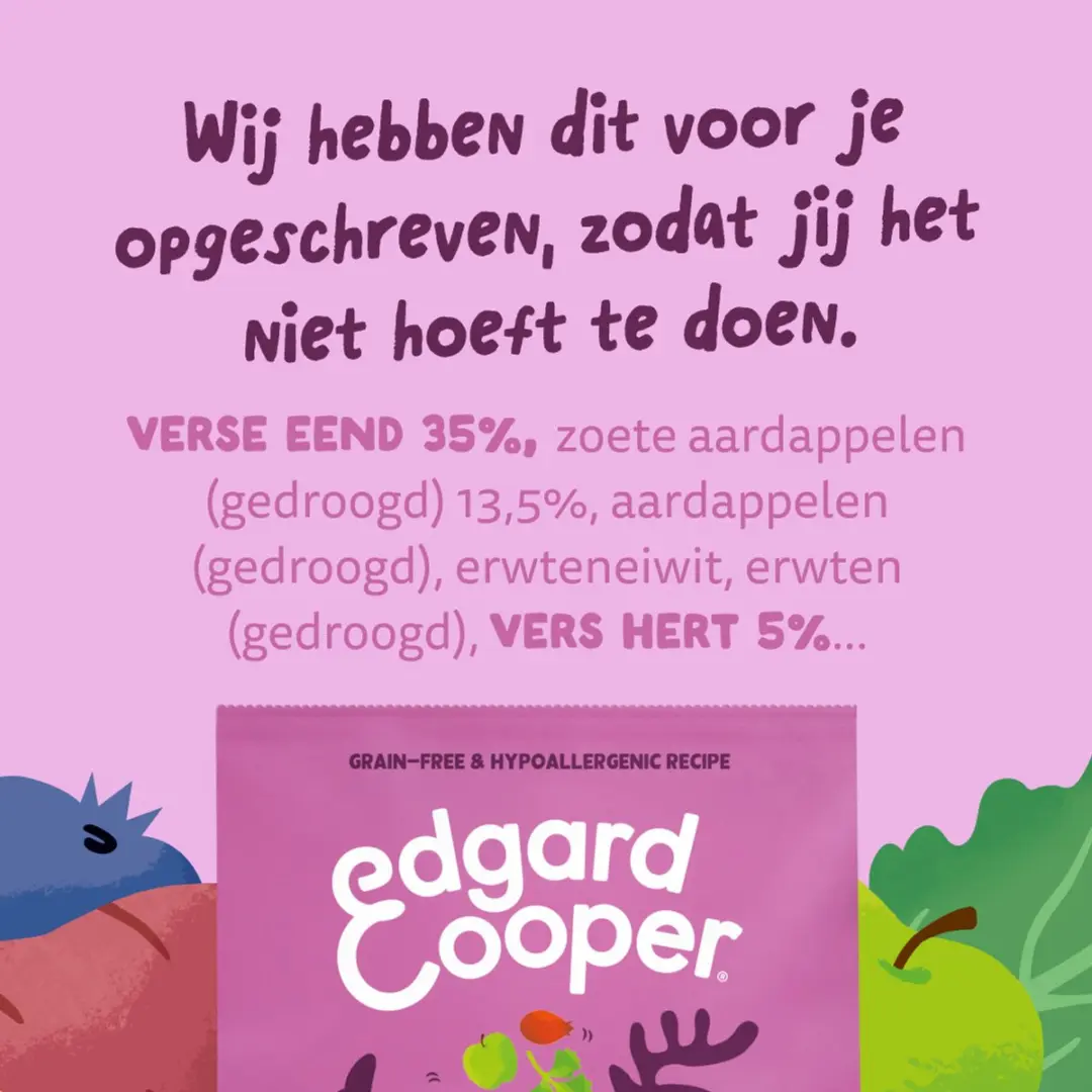 Edgard & Cooper Adult Hondenbrokken Medium Hert & Eend 2,5kg - Graanvrij