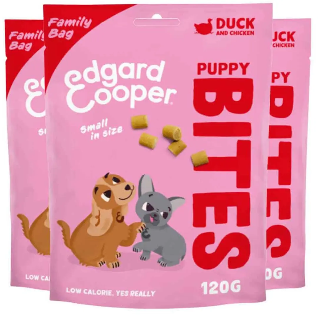 3x Edgard & Cooper Puppy Bite S Eend & Kip 120 gr