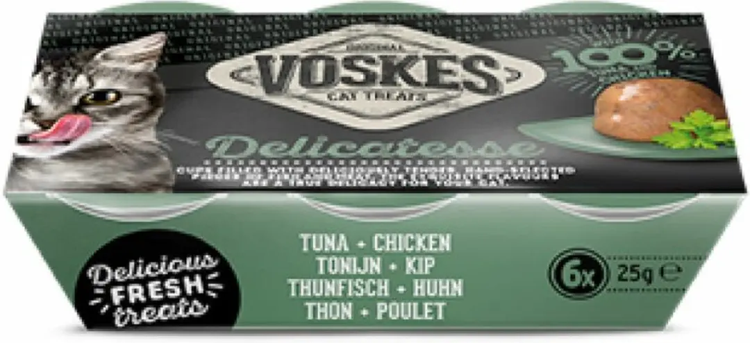 Voskes Tender Pieces Tonijn Kip 6x25g