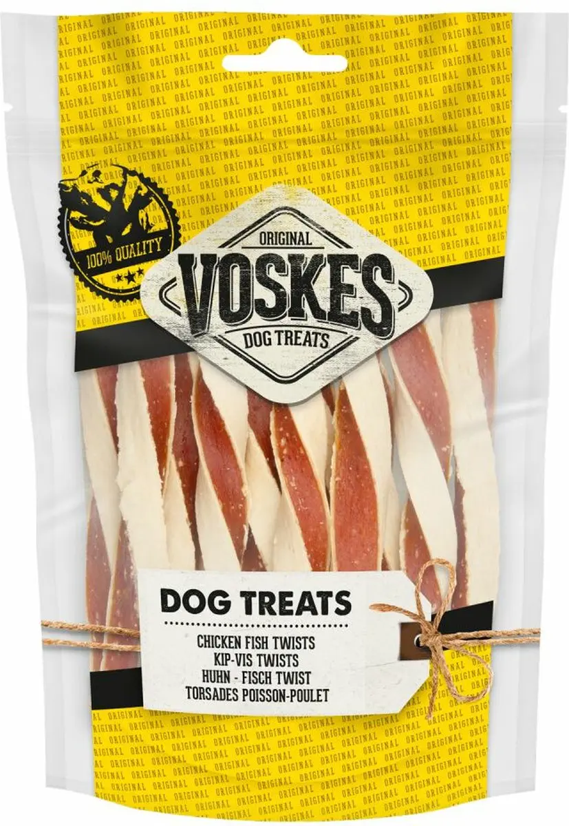 Voskes Hondensnack Twists Kip & Vis - 10x100g