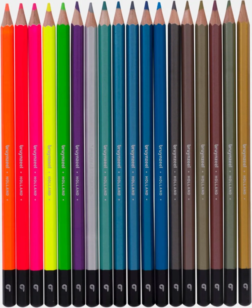 BRUYNZEEL Kleurpotloden - 18 Stuks (12 Metallic & 6 Neon) - 7mm